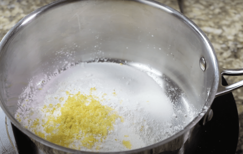 sugar flour and lemon zest